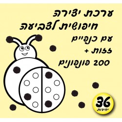 חיפושית לצביעה+פונפונים 36 יח